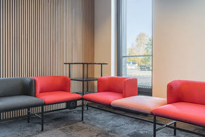 Agora Modular Soft Seating with Shelving Unit in Breakout Setting