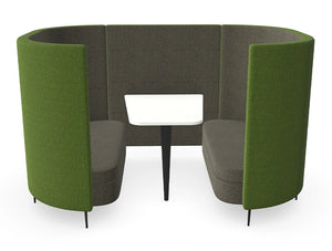 Delia 4 Seater Meeting Den With Table With Grey Interior And Green Exterior And Two Seats
