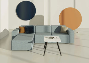 Frank Modular Upholstered Seating with White Top Square Table