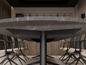 Harmon Dark Marble Table Top with Triple Tubular Steel Frame