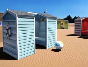 Huddle Beach Themed Shed Meeting Pod With Blue And White Finish