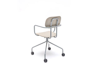 MDD New School Swivel Castor Wheel Chair in Light Wooden Finish