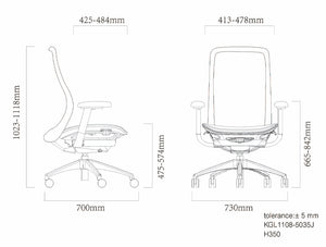 NV Mesh Height Adjustable Mesh Back Armchair Black Dimensions