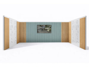 Office Boardroom with Acoustic Panels Glassboards and Wooden Slat Wall