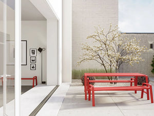 Osti Canteen Indoor And Outdoor Table And Benches In Red Terrace Office Or Home