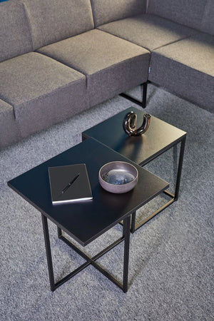 Quick Square Reception Table in Black with Grey Sofa