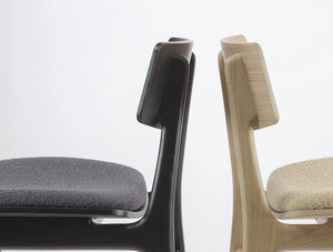 Scandi Wooden 4 Legged Meeting Room And Canteen Chair With Slim Back Design And Padded Seat