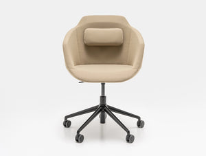 Ultra F Armchair with Back Cushion and 5 Star Swivel Base on Castors