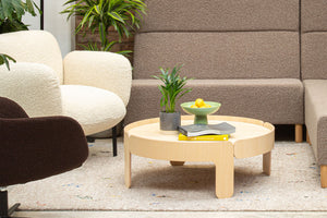 Wrapt Round Coffee Table With Modular Sofa And Indoor Plant In Living Room Setting