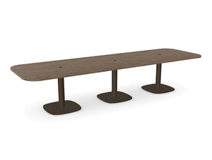 Ws.D Nexis+ Triple Cylinder Squircle Base Meeting Table with Curved Rectangular Table Top