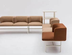 Agora Soft Seating With Beige And Brown Finish And Storage