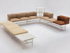 Agora Soft Seating With Beige And Brown Finish And White Legs