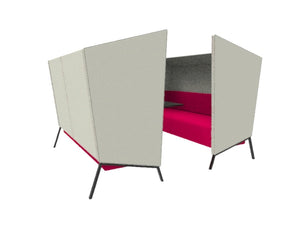 Anders 4 Seat High Back Chair With Pink Cushion And Black Table