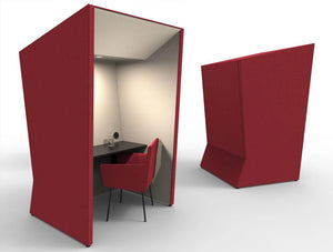 Anders Work Booth In Red Color With Chair And Overhead Led Light