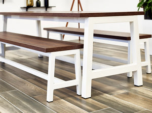 Apex Modern Wooden Bench in with Rectangular Dining Table in Dining Room Settings