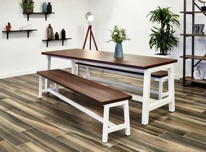 Apex Modern Wooden Bench with Dining Table and Open Bookcase in Dining Room Settings