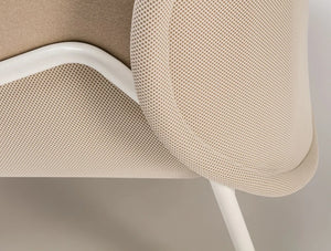 Armchair And Sofa With Mesh Fabric In Elegant Beige Finish