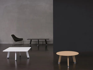 Balma Simplic Round Low Meeting Tabe Brown With Metal Legs