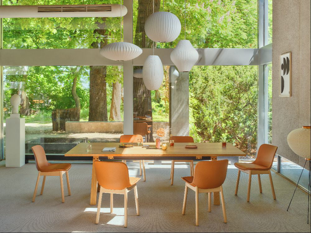 Baltic Classic Chair with Wooden Table and Floor Lamp in Modern Office Setting