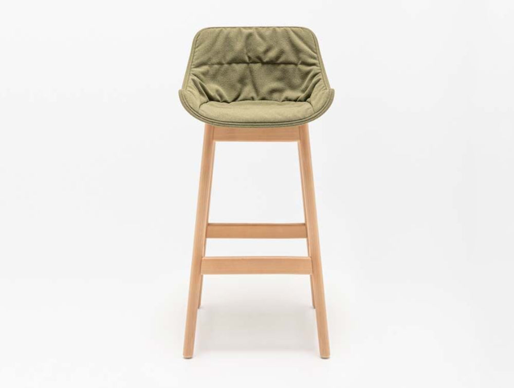 Baltic Soft Duo High Stool with Four Wooden Legs