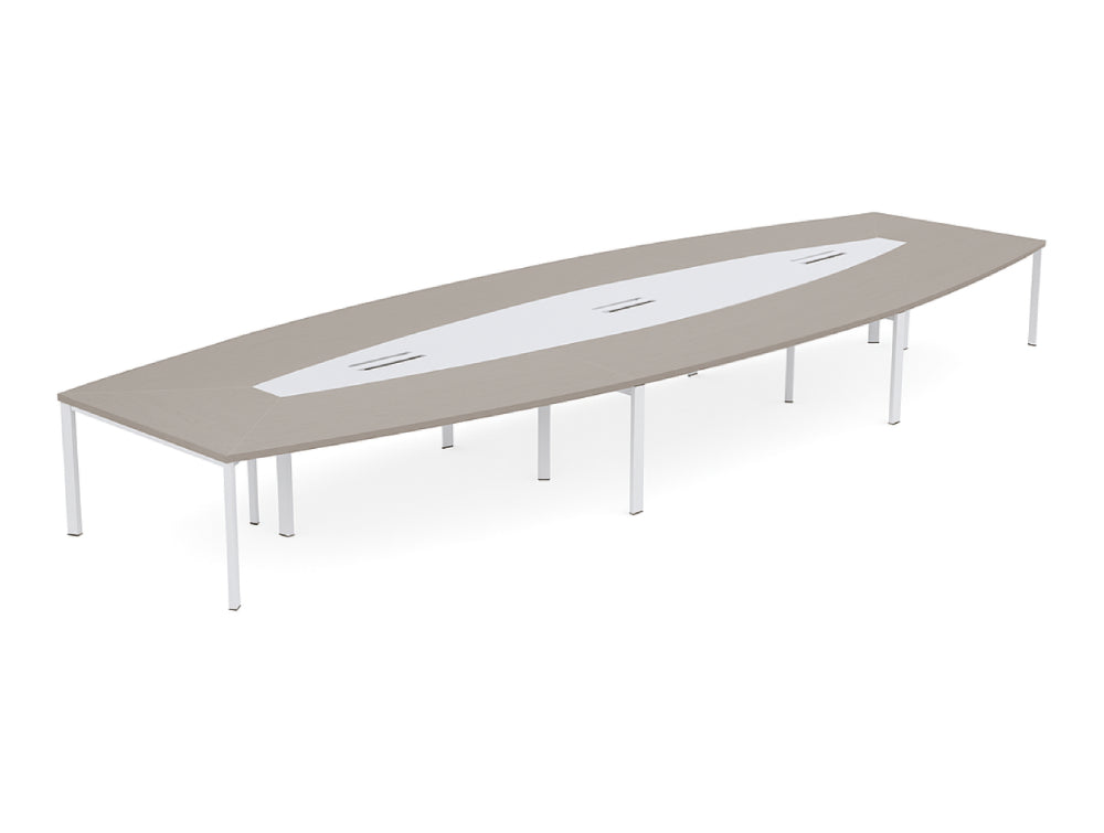 Barrel Shaped Meeting Room Table with Cube Metal Legs