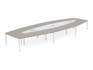 Barrel Shaped Meeting Room Table with Cube Metal Legs