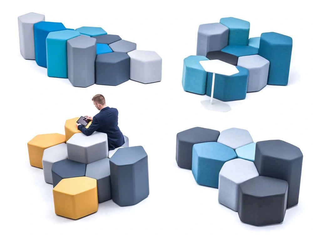 Bazalto Modular Pouffes Example Configurations With Yellow And Grey Fabrics Big