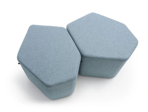 Bazalto Modular Pouffes With Light Grey Finish And Metal Bindings