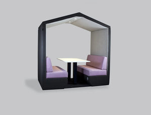 Bea 4 Seater Meeting Pod With Pink Cushion And Overhead Led Light