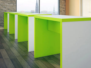 Block Colour Posuer Canteen Table In Green And White
