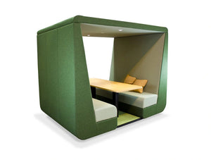 Bob Meeting Pod Without Wall In Green Colour With Overhead Led Lights