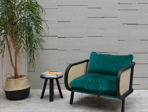 Buzzibrickback Architectural Wallpaper 2 With Green Armchair And Stool