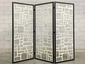BuzziFalls Custom Designed Freestanding Acoustic Decorative Panel Black Frame and White Panel