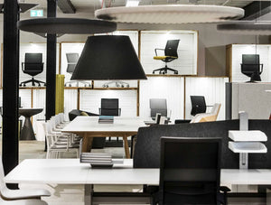 Buzzishade Acoustic Pendant Ceiling Light Black In Office With Chairs