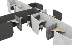 BuzziVille Modular Freestanding Acoustic Configurations Grey Office Desk Open Space