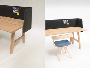 Buzziwrap Half Front Desk Acoustic Panel Dark Grey With Wooden Table
