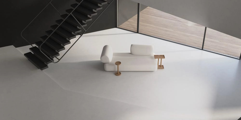 Daaz Modular Seating in White with Wooden Side Table and Coffee Table