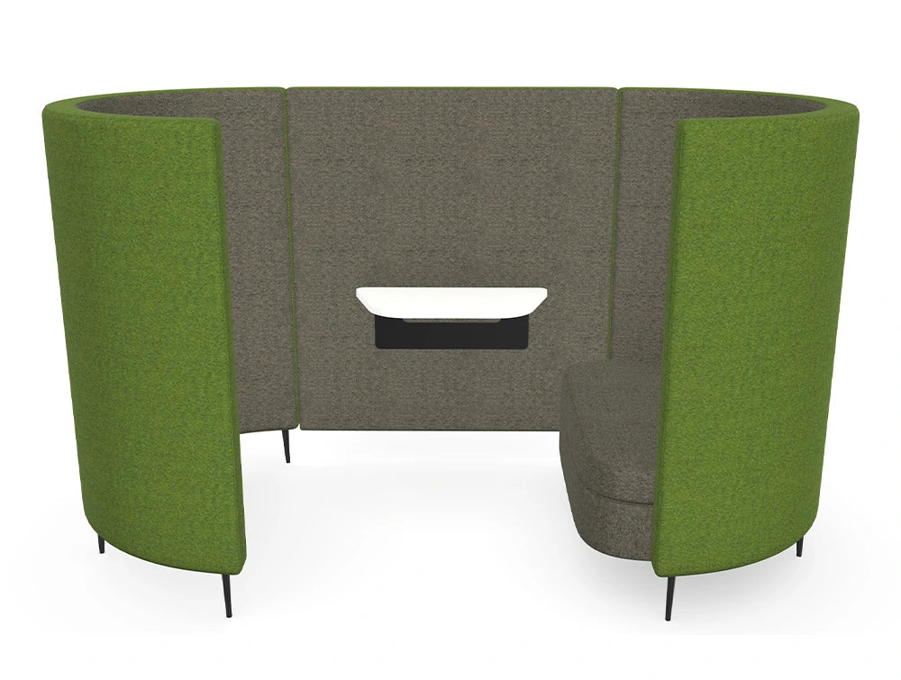 Delia 2 Seater Meeting Den With Table With Grey Interior And Green Exterior And One Seat