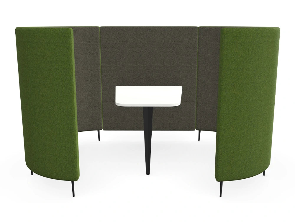 Delia 4 Seater Meeting Den With Table With Grey Interior And Green Exterior