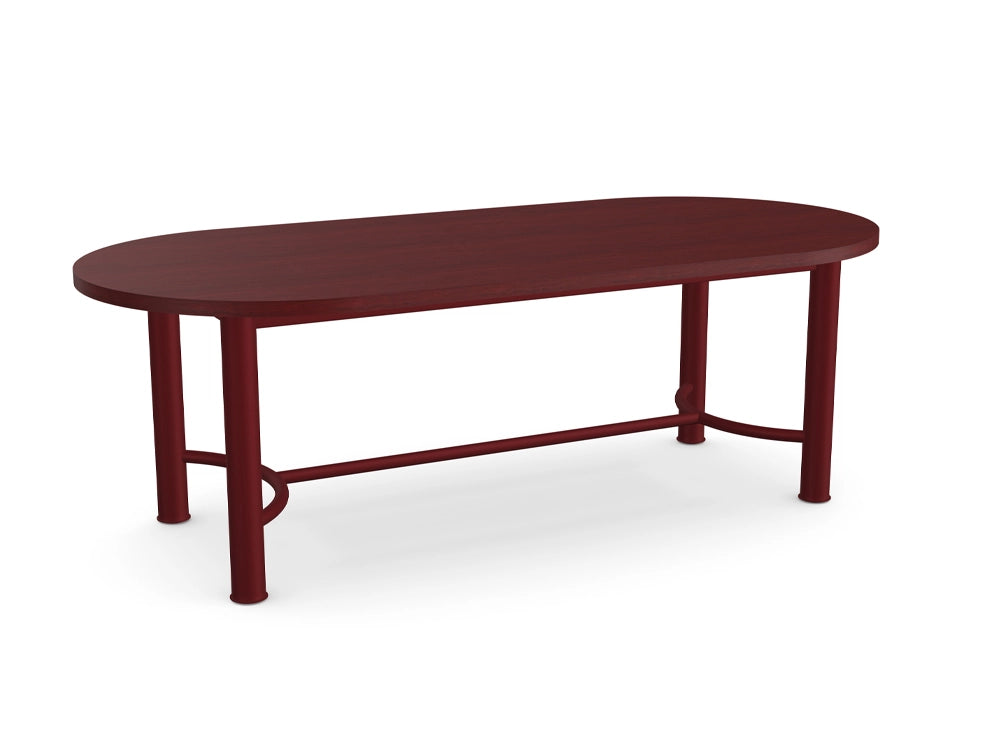 Demino Meeting Table with Foot Railing Burgundy