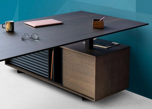 Dignis Executive Desk with Side Cabinet in Oak Finish