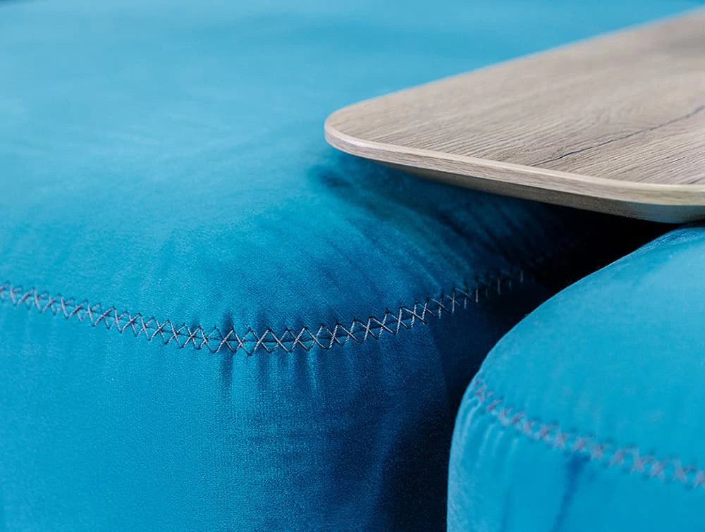 Flord Modular Soft Seating In Bright Blue Cross Stitching