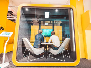 Framery Smart Office Acoustic Meeting Pod With Yellow Finish And Screen