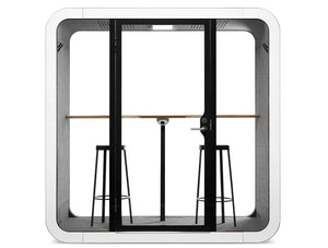 Framery Smart Office Acoustic Meeting Pode With Coffee Table And Black Stools