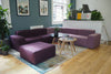 Frank Modular Upholstered Seating in Aubergine Finish with Round Top Tables