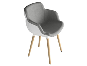 Gaber Choppy Sleek Upholstered Armchair Bl With White Back Grey Finish And Wooden Legs