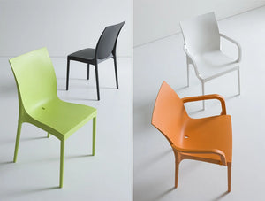 Gaber Iris Stacking Canteen Chair In Black Green White And Orange Finishes