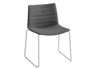 Gaber Kanvas Front 2 Upholstered Chair With Grey Finish And White Legs
