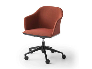 Gaber Manaa Upholstered Armchair With Red Finish And Castor Wheels