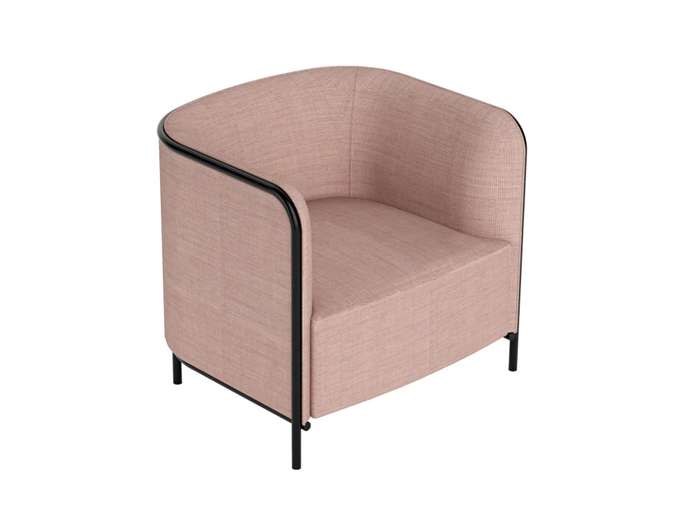 Gaber Place Upholstered Armchair With Pink Finish And Black Frame